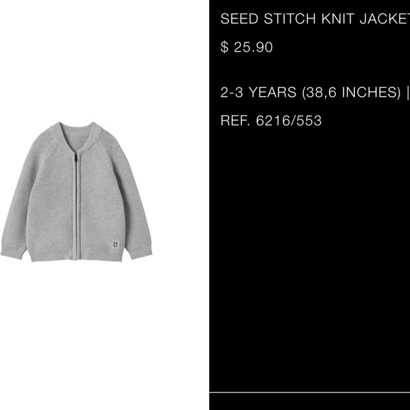 NWT Zara baby kids size 2-3 gray knit zip sweater jacket boys girls - Picture 3 of 9